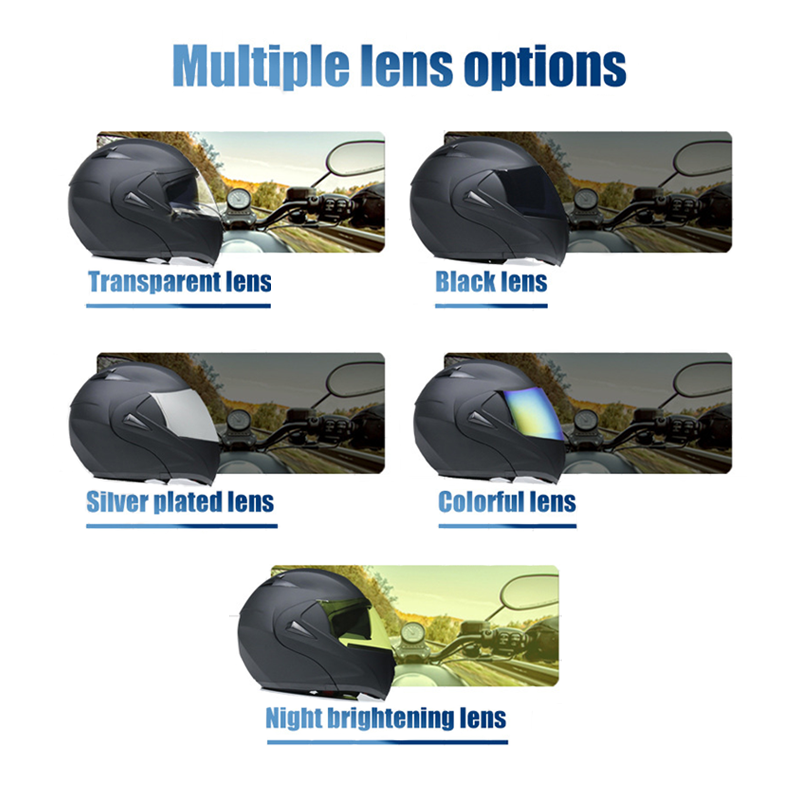 Klappbarer Motorradhelm mit Doppellinse und Bluetooth