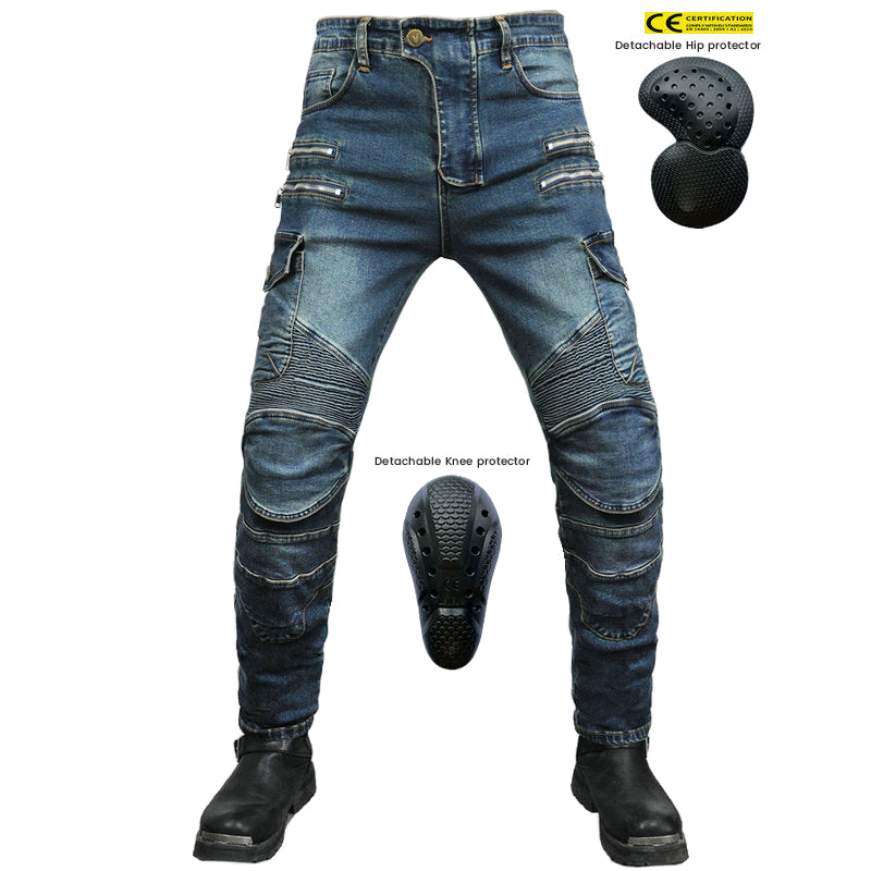 Motorradrenn-Jeans fürs Gelände, mit Schutzausrüstung