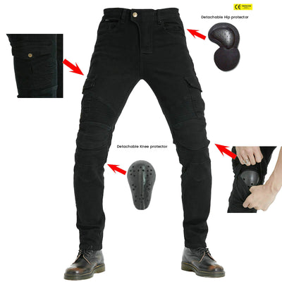 LB1 Motorcycle Riding Jeans with CE Certified Knee Hip Armor Protector