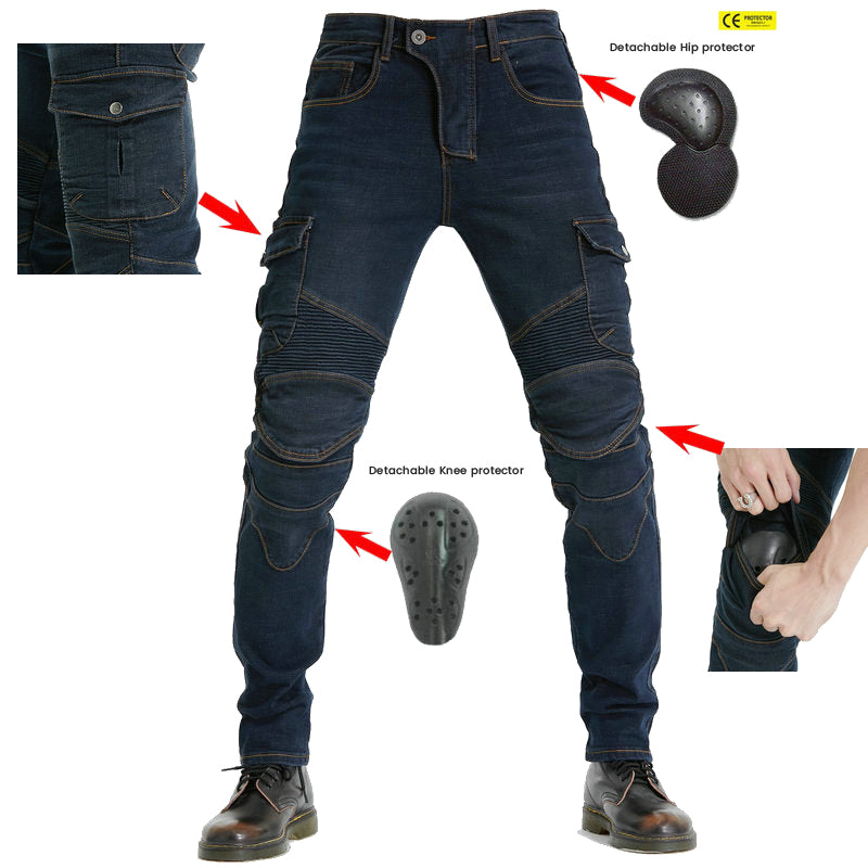 LB1 Motorcycle Riding Jeans with CE Certified Knee Hip Armor Protector