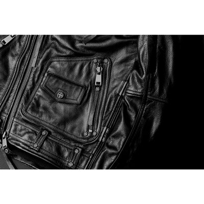 Men's Heavy Black Biker Motorcycle Leather Jacket