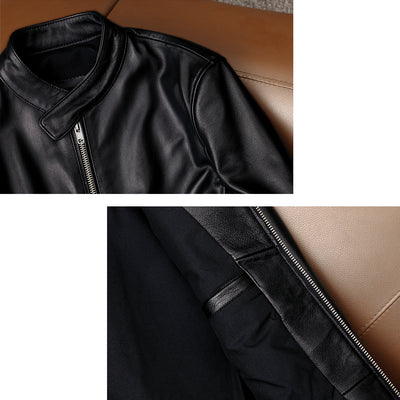 Casual Black Motorcycle Leather Jacket