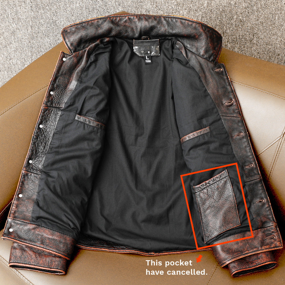 Robuste braune Retro-Motorrad-Lederjacke