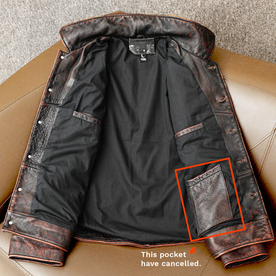 Robuste braune Retro-Motorrad-Lederjacke