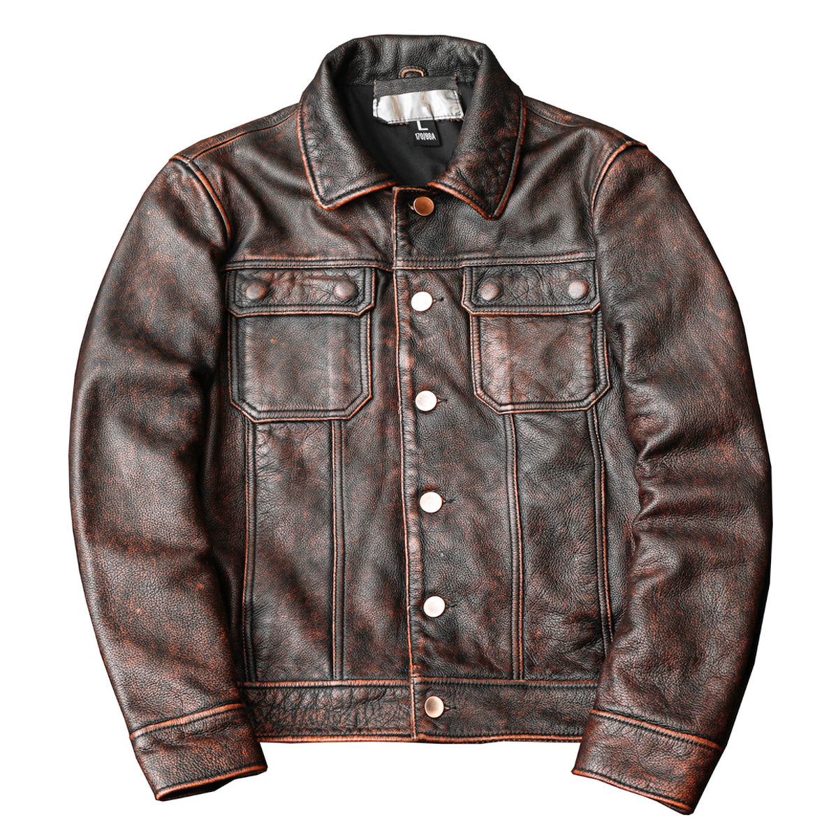 Robuste braune Retro-Motorrad-Lederjacke