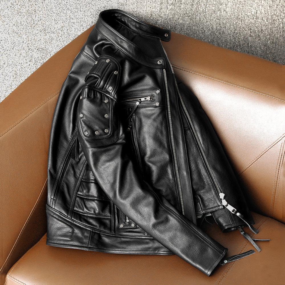 Rivet Punk Motorcycle Leather Jacket