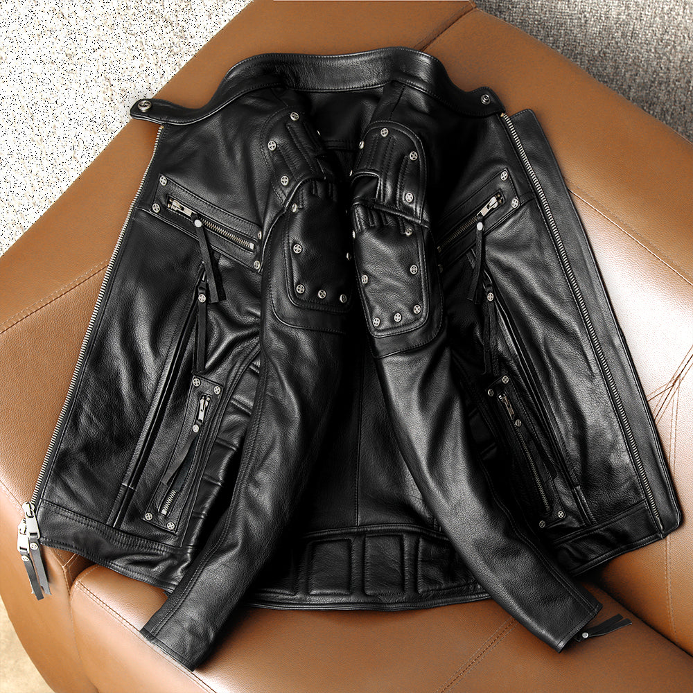 Rivet Punk Motorcycle Leather Jacket