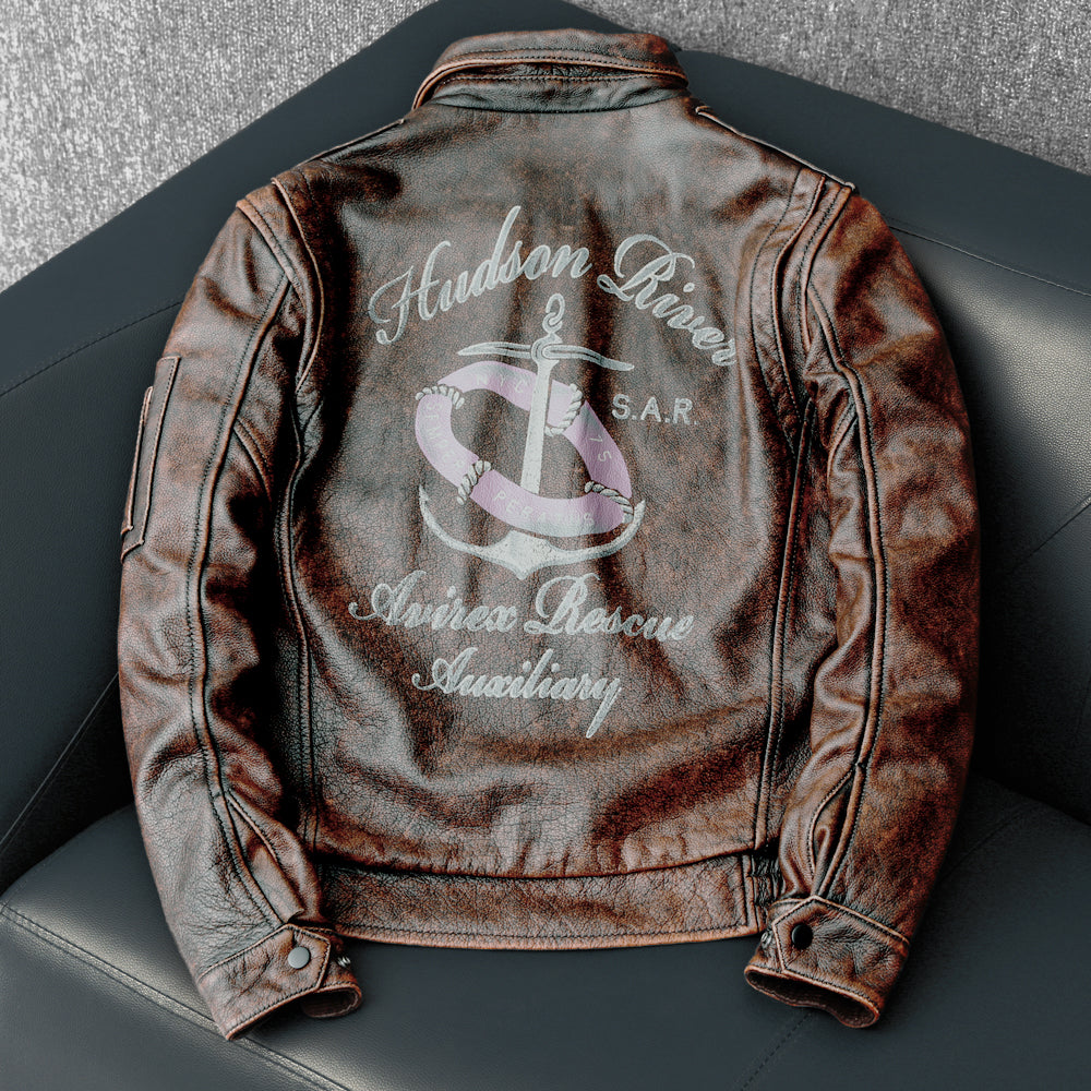 Bomber Badge Retro Motorrad Lederjacke