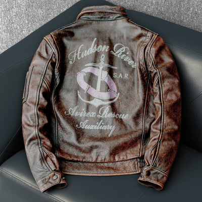 Bomber Badge Retro Motorrad Lederjacke