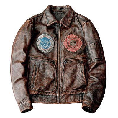 Bomber Badge Retro Motorrad Lederjacke