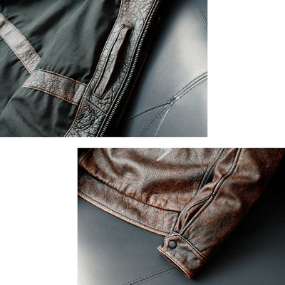 Bomber Badge Retro Motorrad Lederjacke