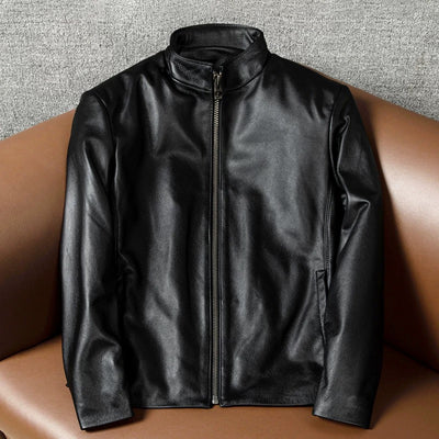 Motorcycle Casual Slim Fit Genuine Leather Jacket