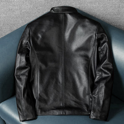 Motorcycle Casual Slim Fit Genuine Leather Jacket