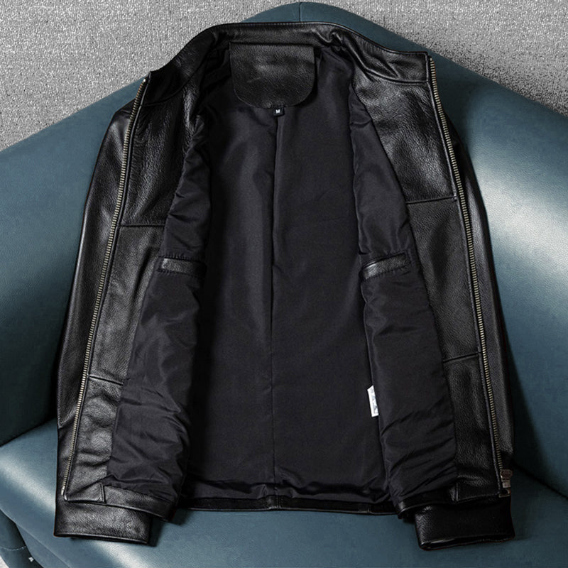 Motorcycle Casual Slim Fit Genuine Leather Jacket