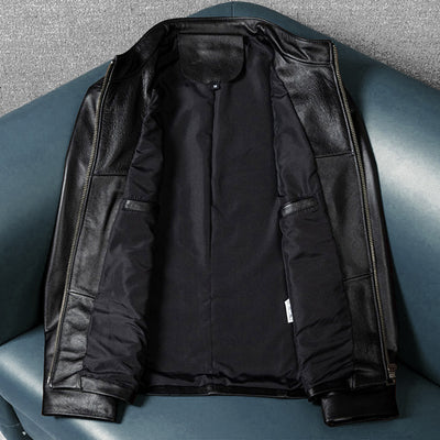 Motorcycle Casual Slim Fit Genuine Leather Jacket