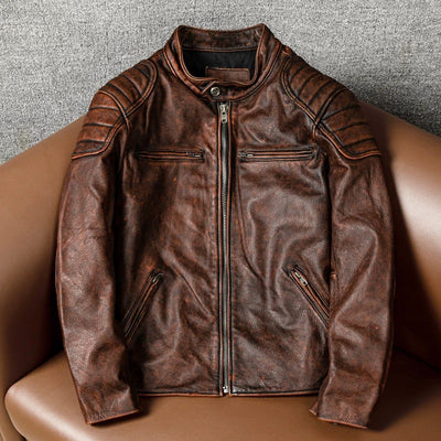 Amekaji Top Layer Cowhide Genuine Leather Jacket