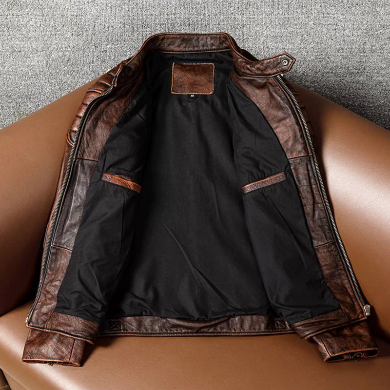 Amekaji Top Layer Cowhide Genuine Leather Jacket