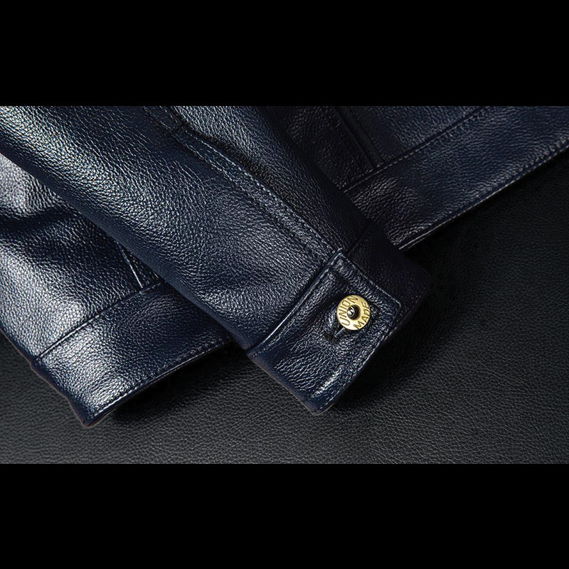 Lässige schwarze Motorrad-Lederjacke