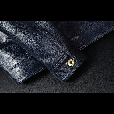Lässige schwarze Motorrad-Lederjacke
