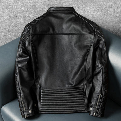 Lässige schwarze Motorrad-Lederjacke