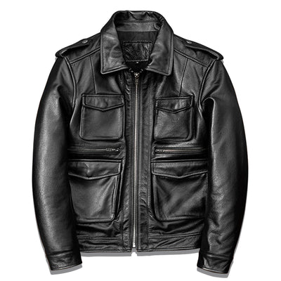 Retro M65 Lapel Workwear Motorcycle Leather Jacket