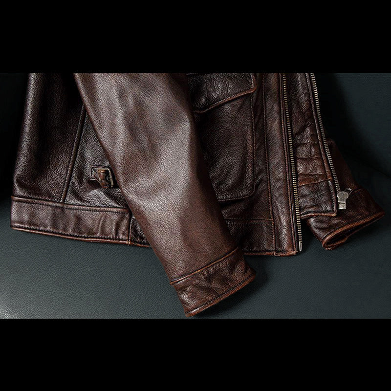 Lässige schwarze Motorrad-Lederjacke