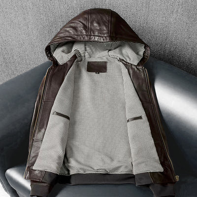 Lässige schwarze Motorrad-Lederjacke