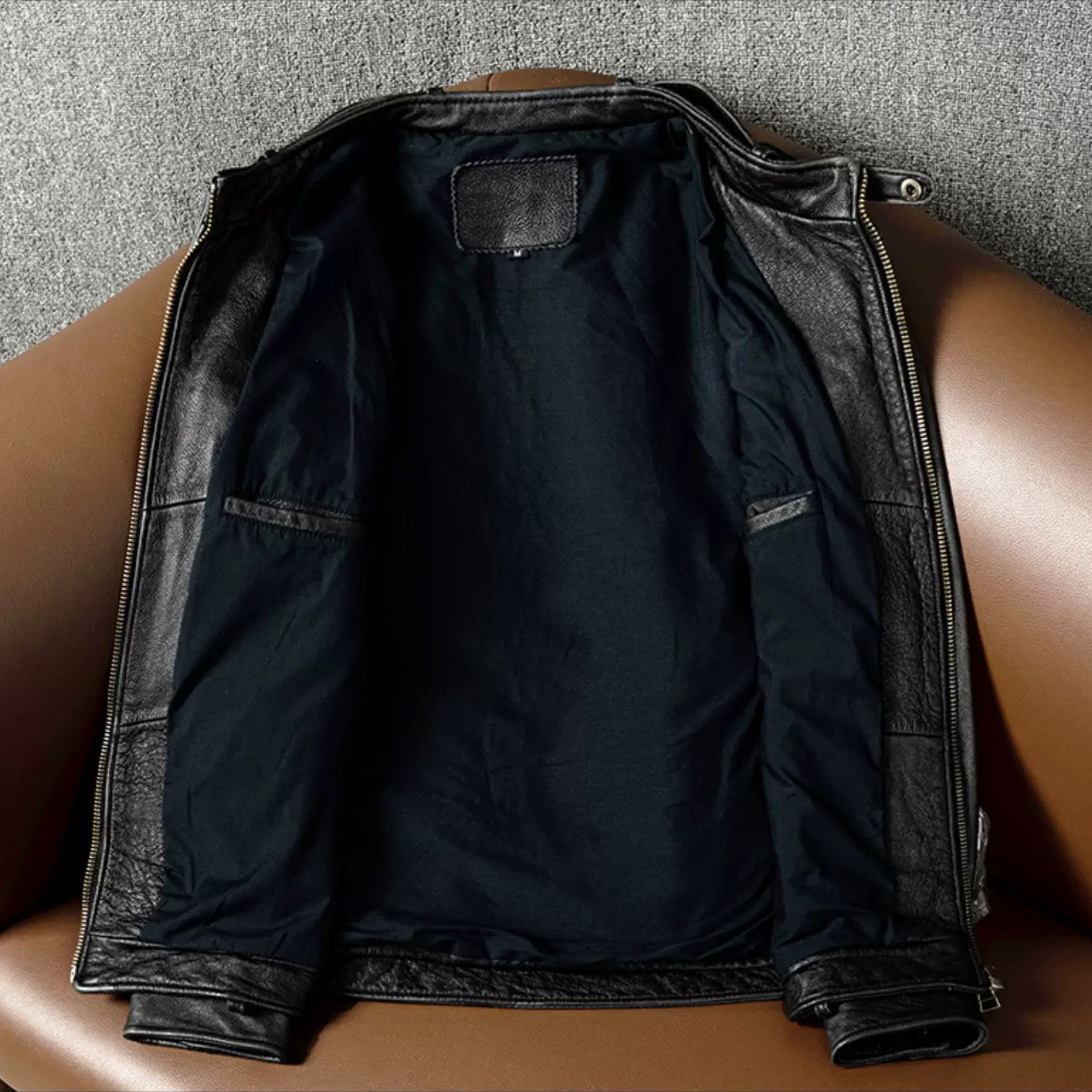 Top Layer Cowhide Retro Motorcycle Leather Jacket