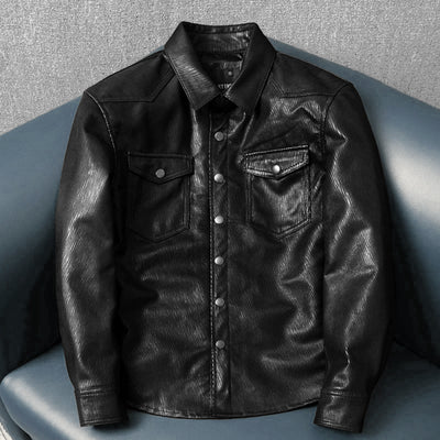 Super Soft Lapel Shirt Genuine Leather Jacket