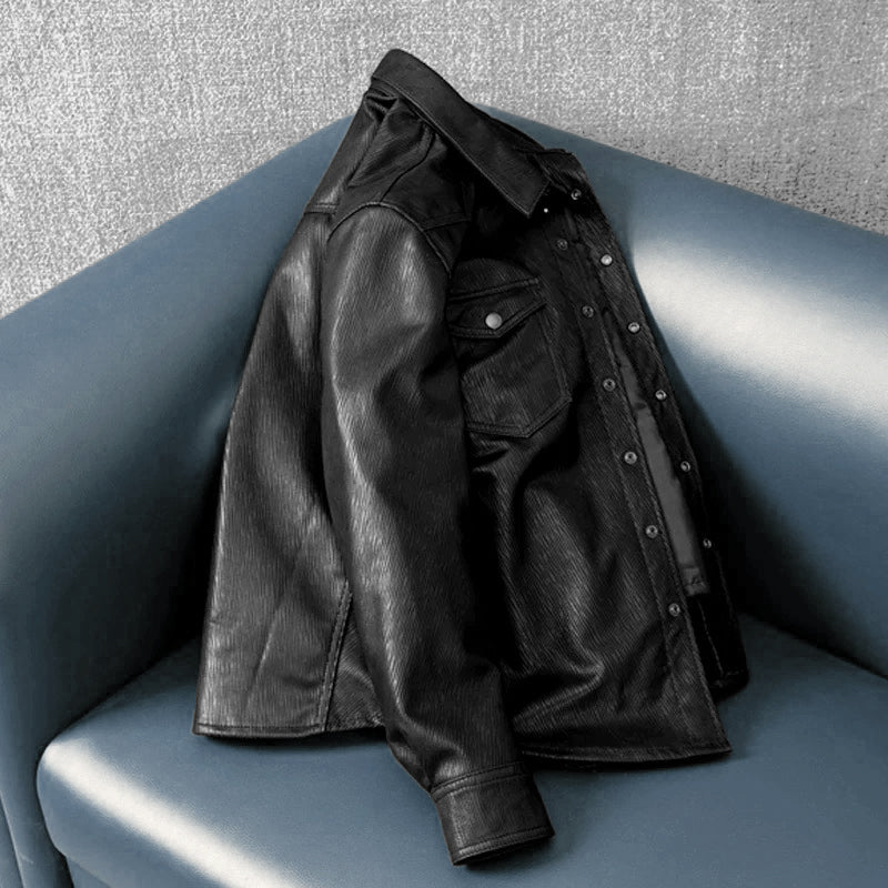 Super Soft Lapel Shirt Genuine Leather Jacket