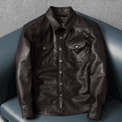 Super Soft Lapel Shirt Genuine Leather Jacket