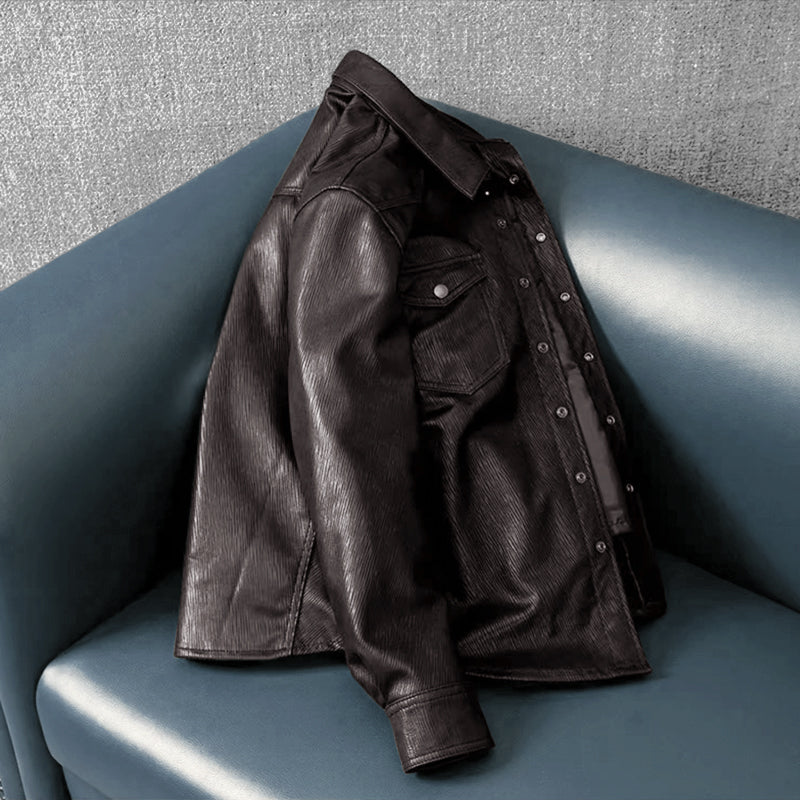 Super Soft Lapel Shirt Genuine Leather Jacket