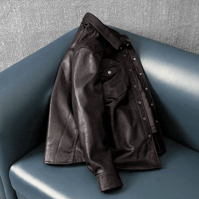 Super Soft Lapel Shirt Genuine Leather Jacket