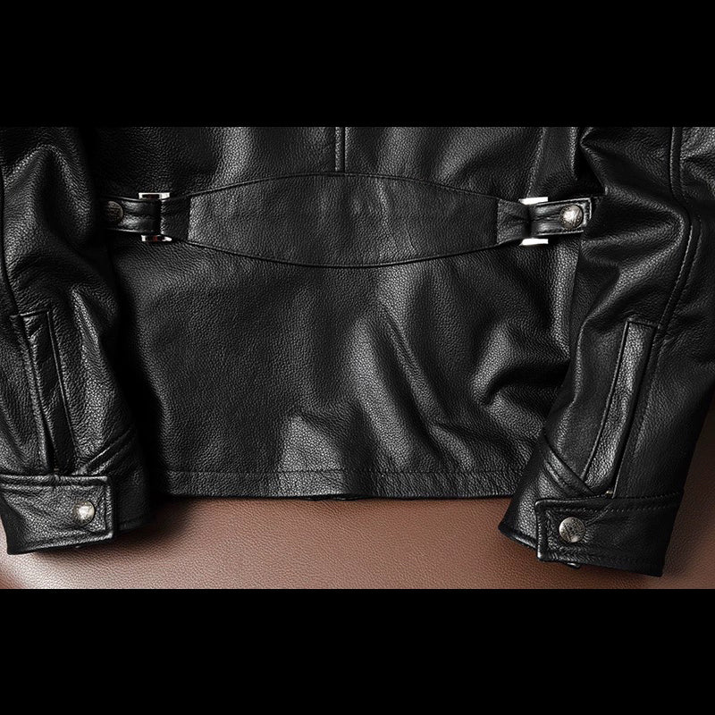 Motorcycle Slim Fit Tapered Pockets Leather Jacket