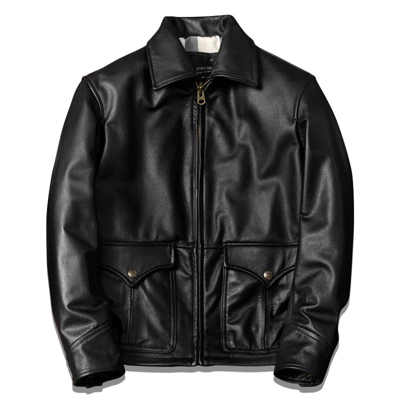 Motorcycle Slim Fit Tapered Pockets Leather Jacket