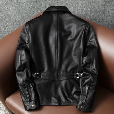 Motorcycle Slim Fit Tapered Pockets Leather Jacket