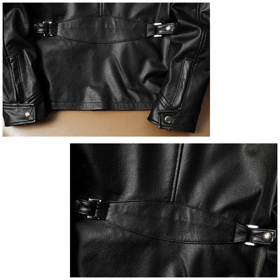 Lässige schwarze Motorrad-Lederjacke