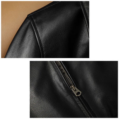Lässige schwarze Motorrad-Lederjacke