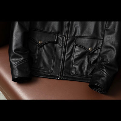 Motorcycle Slim Fit Tapered Pockets Leather Jacket