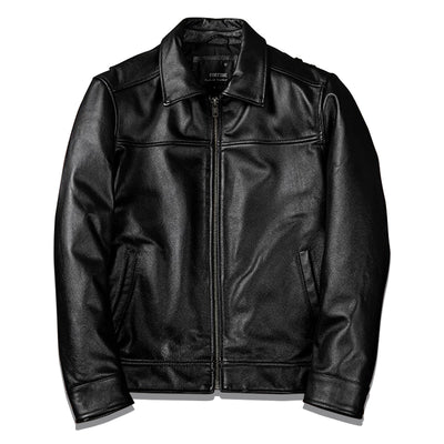 Lässige schwarze Motorrad-Lederjacke