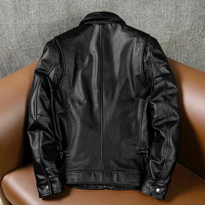Lässige schwarze Motorrad-Lederjacke