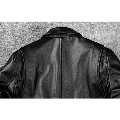 Lässige schwarze Motorrad-Lederjacke