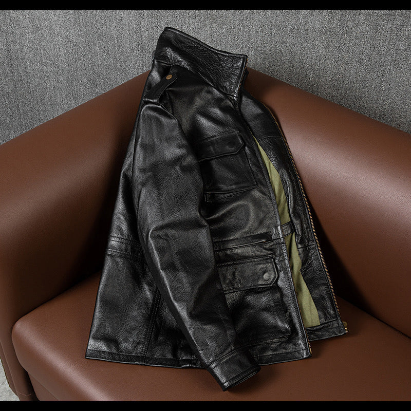 M6 Soft Cowhide Motorcycle Leather Jacket