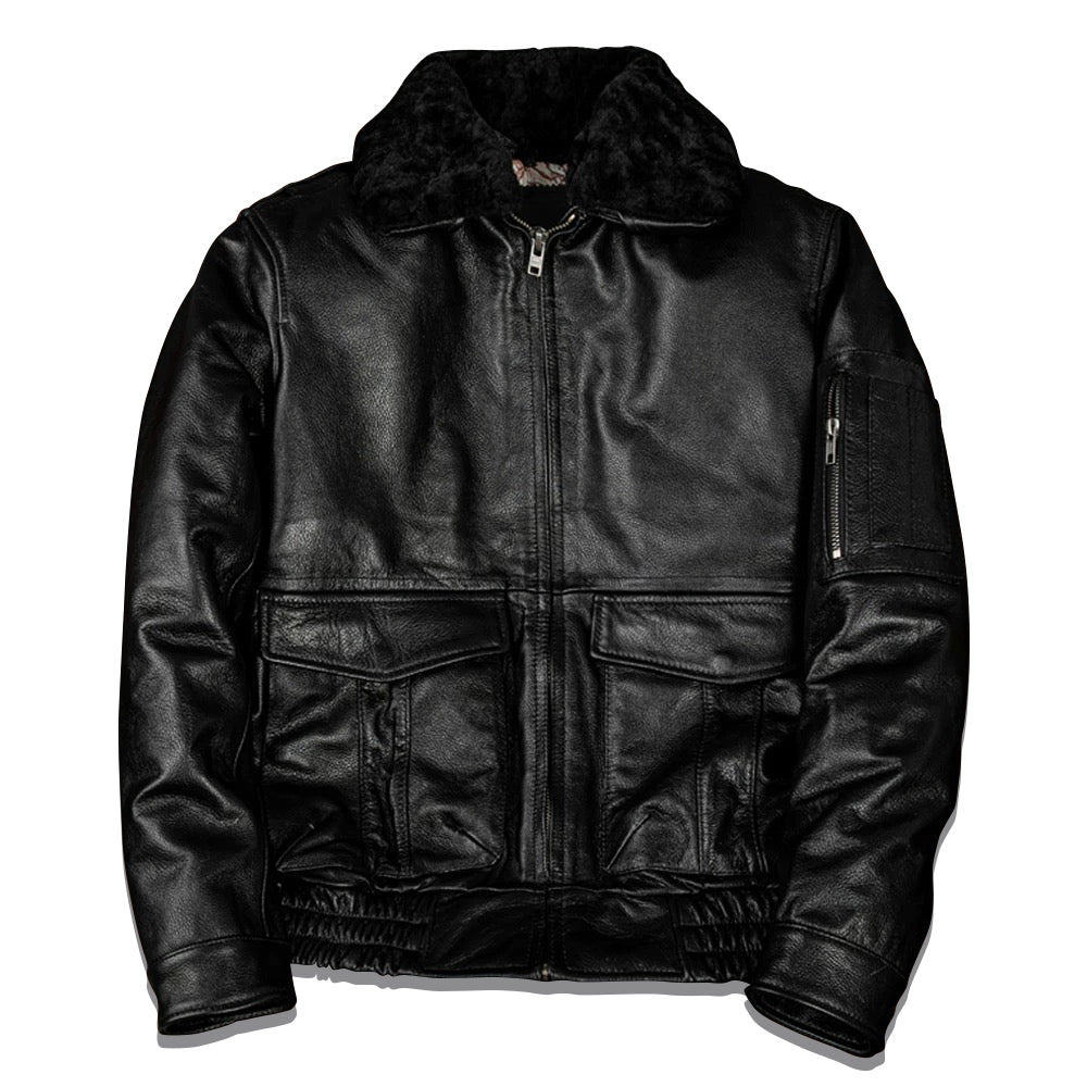 Lässige schwarze Motorrad-Lederjacke