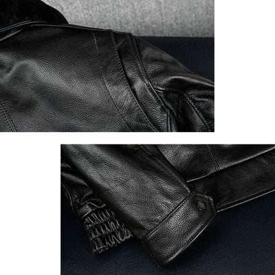 Lässige schwarze Motorrad-Lederjacke