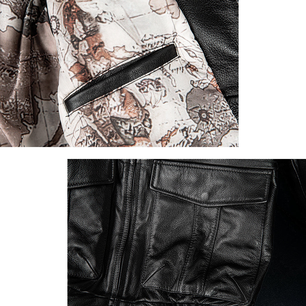 Lässige schwarze Motorrad-Lederjacke