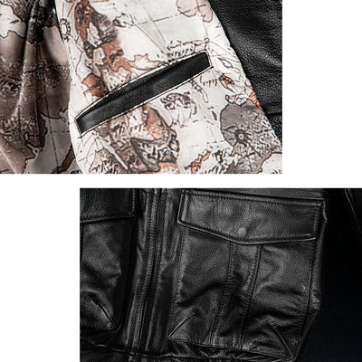 Lässige schwarze Motorrad-Lederjacke