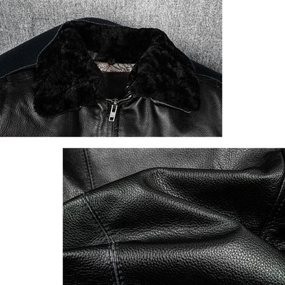 Lässige schwarze Motorrad-Lederjacke