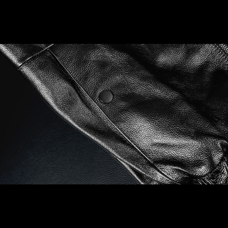 Lässige schwarze Motorrad-Lederjacke