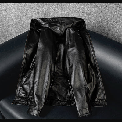 Lässige schwarze Motorrad-Lederjacke
